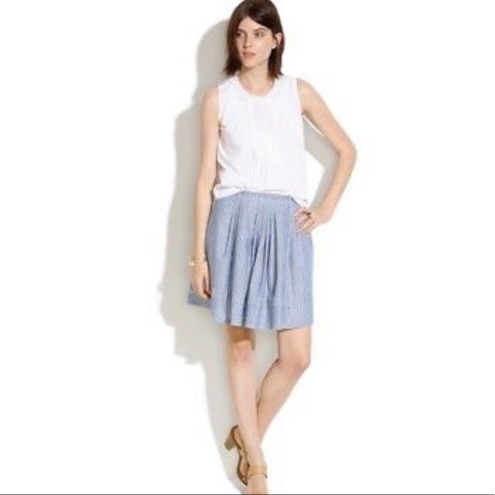 Madewell Striped Pleated Skirt Size 6
